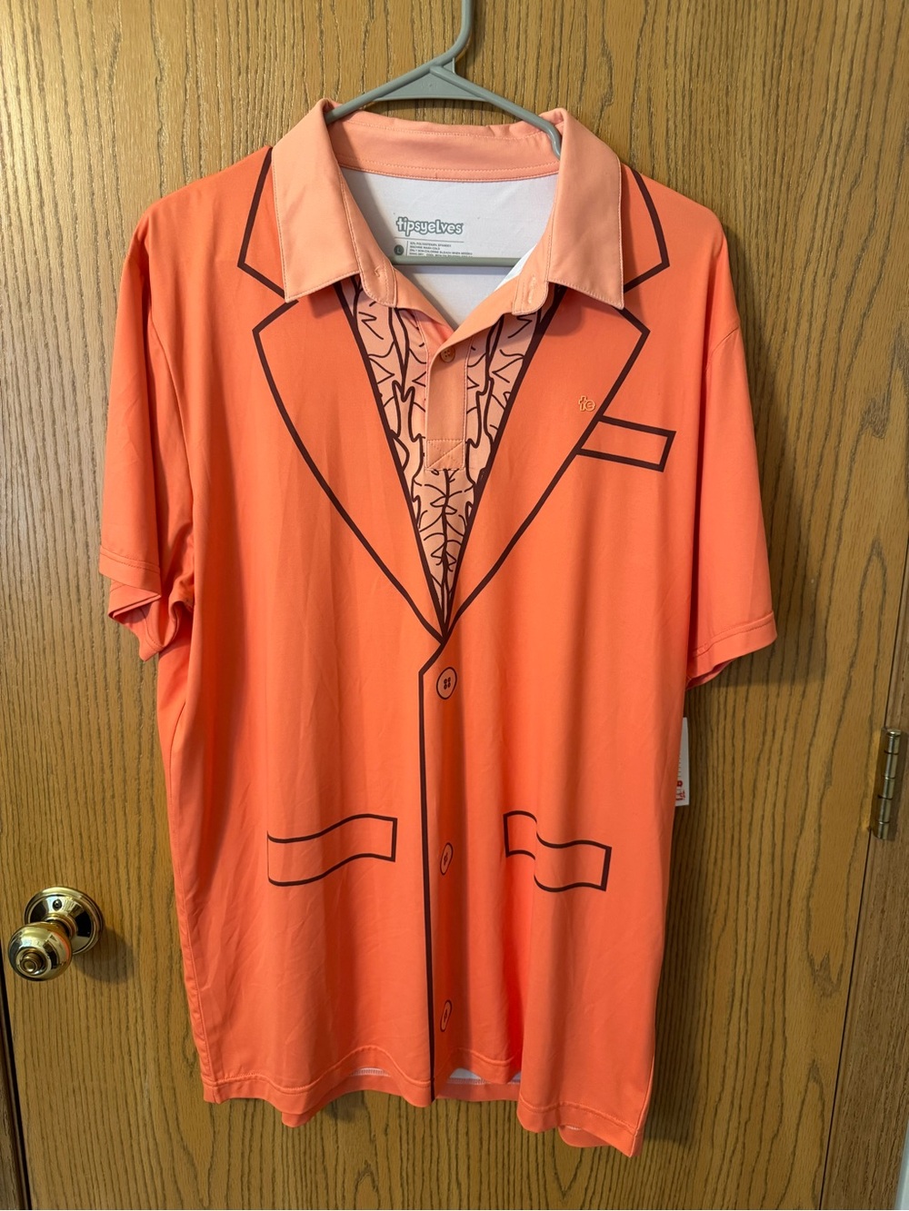 Tipsy Elves Orange Tuxedo Button-Up Shirt Men’s Large L Fun Party Golf